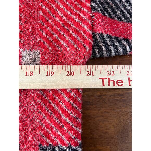 CabinCore Cyrus Red Plaid Wool Blend Cozy Cottage Cardigan Sweater Medium - Picture 11 of 13